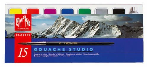 Caran d'Ache Gouache Studio 15 Assorted Colors Set in Metal Tin