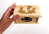 Scottish Thistle Latched Wooden Box : Free Engraved Personalization