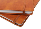 LYTek Classic Notebook Journals, 2 Pack 5.25"x8.25" Lined Hardcover Notebooks with Faux Leather Hardover,Elastic Band and Inner Pocket.120g Thick Paper,Ghosting and Bleeding Resistance(Orange Brown)