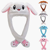 Bunny Hat Ear Moving Jumping Hat Kawaii Rabbit Plush Hat Cap for Women Girls, Cosplay Christmas Party Holiday Hat (Pink)