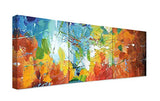 3D Hand-Painted Original Contemporary Oil Painting On Canvas, Large Knife Painted Colorful Abstract Wall Art for Home Décor, Framed and Ready to Hang 48x16 Inch 3 Pieces Palette