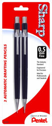 Pentel Sharp Automatic Pencil, 0.5mm, Black Barrels, 2 Pack (P205BP2-K6)