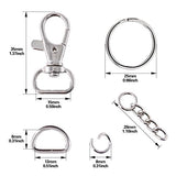 Swpeet 150Pcs Metal Lobster Claw Clasps Hook Kit, Including 30Pcs Key Chain Hooks, 30Pcs D Rings,