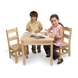 Melissa & Doug Solid Wood Table & Chairs (Kids Furniture, Sturdy Wooden Furniture, 3-Piece Set, 20” H x 23.5” W x 20.5” L)