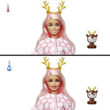 Barbie Doll, Cutie Reveal Deer Plush Doll with 10 Surprises, Mini Pet, Color Change and Accessories, Snowflake Sparkle