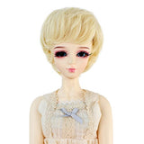 Miss U Hair 9-10 Inch 1/3 BJD MSD DOD Pullip Dollfie Doll Wig Short Wavy Hair Not for Human (Beige)