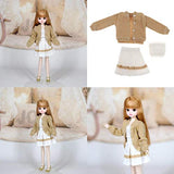F Fityle 1/6 Scale Doll Clothes Outfits Suit Pleated Skirt 3pcs Set for 12 inch BJD Girl Figure Doll - Khaki