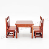 Odoria 1:12 Miniature Wooden Dining Table with 4 Chairs Dollhouse Furniture Accessories