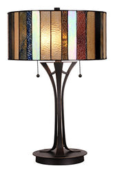 Tiffany Style Table Lamp Stained Glass Blue White Beige Brown Modern Lighting Rustic Desk Bedroom