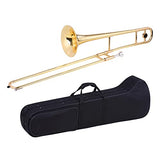 summina Alto Trombone Brass Gold Lacquer Bb Tone B flat Wind Instrument with Cupronickel Mouthpiece Cleaning Stick Case