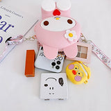 My Melody Bag, Crossbody Shoulder Purse Handbag, Cartoon Kuromi Silicone Accessories, Pink Rabbit Woman Bags