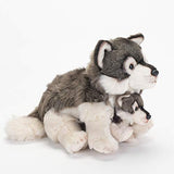 Nat and Jules Mommy Wolf and Pup Wintry Gray Children's Plush Stuffed Animal Toy Set of 2