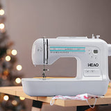 HEAO Sewing Machine, 72 Built-in Stitches, 11Pcs Sewing Feet, Dust Cover Included, LCD Display, Electric Computerized Sewing Machine with Foot Pedal for Beginners and Advanced