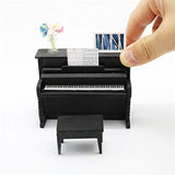 1:18 Scale Cool Beans Boutique Miniature Dollhouse Musical Instrument DIY Kit – Black Upright Piano with Bench (Assembly Required) – 1:18 Scale DH-HD18-1181007 Black Piano