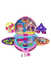 Polly Pocket Tiny is Mighty Theme Park Backpack Compact with Adjustable Straps, 2 Micro Dolls, Ice Cream Cart & Rides For Ages 4 Years Old & Up