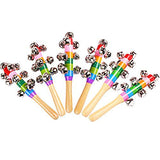 6 Pcs Vivid Color Rainbow Handle Wooden Bells Jingle Stick Shaker Rattle Baby Kids Children Musical Toys