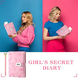 Diary with Lock Marble PU Leather A5 Journal Combination Lock Secret Personal with Diamond Pen for Girls Women Boys(Pink)