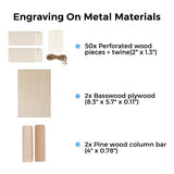 ATEZR 128 Pcs Laser Engraving and Cutting Materials, DIY Engraving Blanks for All Engraver and Cutter, Including Basswood Sheets, Wood Slices, Aluminum Sheet, Dog Tags, Wooden Cubes, Stone Coasters