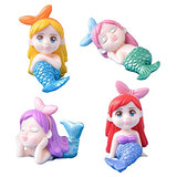 Miniature Mermaid Figurines, 4 Pcs Mermaid Doll Cake Toppers, Mermaid Figure Collection Playset, Fairy Garden Miniature Moss Landscape DIY Terrarium Crafts Ornament, Birthday Cake Decoration