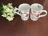 Lightahead Elegant Bone China Two Mugs set in Blue bird design 11.2 oz each cup in attractive