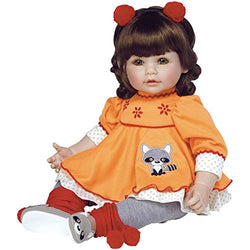 Adora ToddlerTime "Macaraccoon" Doll with raccoon themed outfit, matching shoes and pom pom headband