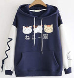 CRB Fashion Cosplay Anime Bunny Emo Girls Cat Bear Ears Emo Bear Top Shirt Pullover Sweater Hoodie (Cat Blue #8)