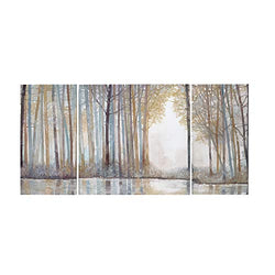 Madison Park Wall Art Living Room Décor - Scenery Triptych Canvas Home Accent Modern Dining Bathroom Decoration, Ready to Hang Painting for Bedroom, Multi-Sizes, Natural Forest Reflection, 3 Piece
