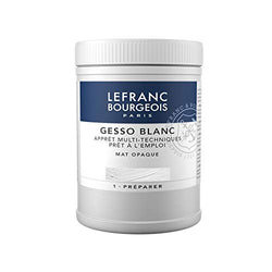 Lefranc & Bourgeois  Gesso, White, Universalgrundierung Acrylic Painting, Ready to Use – Matte Opaque Opaque for Canvas, Paper, Stone, Wood, Plaster, 500ml pot