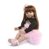 Lullaby Reborn Baby Dolls Toddler Realistic Girl 24 Inch 60cm Real Looking Baby Doll Silicone Limbs and Head Weighted Body 3-6M Bebe with Beautiful Dress