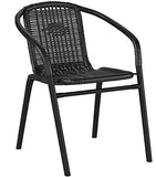 Flash Furniture 4 Pk. Black Rattan Indoor-Outdoor Restaurant Stack Chair