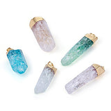 Kissitty 5-Piece 1.57"~2.36" Length Natural Crackle Crystal Gemstone Pendants Healing Chakra