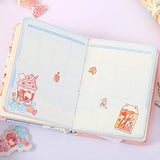 Kawaii Journal Notebook, Cute Journal Notebook Sweet Tasty Series, Premium PU Leather Cover Journal Diary Notebook with Magnetic Buckle (Blue)