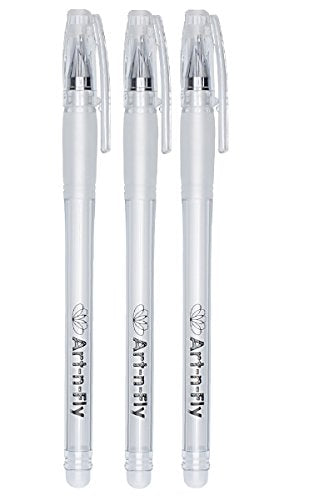 Qionew White Gel Pen Set, 3 Pack, 1mm Extra Fine Point Pens Gel Ink Pens Opaque White Archival Ink Pens for Black Paper Drawing, Sketching, Illustrati