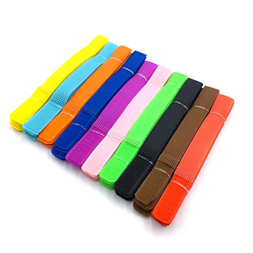 GALAOMA 100pcs Cable Ties Reusable Fastening Straps Wire Organizer Cord Black Rope Holder Colourful Tie for Home Office Laptop PC TV Electronics Management etc 10 Colors 7 Inch (color mixing)