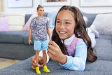 Barbie Ken Doll, Kids Toys, Fashionistas, Brown Hair in Bun, Paisley Tee and Shorts, Clothes and Accessories