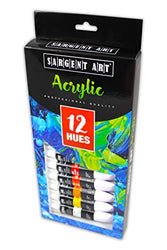 Sargent Art 23-0501, Acrylic Tube Paint, 12ml, 12 Colors, Use with Canvas, Wood, Craft Projects, Perfect for Beginning Artists to Students and Professionals