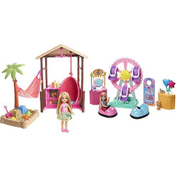 Barbie 2 Chelsea Dolls, Tiki Hut Playset and Carnival Playset, Gift for 3 to 7 Year Olds