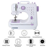 Portable Sewing Machine Mini Electric Household Crafting Mending Sewing Machines Multi-Purpose 12 Built-in Stitches with Foot Pedal for Home Sewing, Beginners, Kids (Purple)