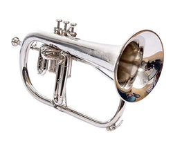 Sai Musical Flugel Horn 3 Valve Bb Nickel With Hard Case Mouthpiece Silver Instrument For Beginner Student Professionals