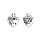 Y&Y Star 50pcs Love Heart 13x10mm DIY Mini "My Dog" with Dog Puppy Paw PrintCharms Pendant for