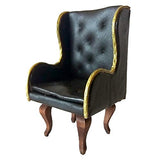 Miniature Leather Wing Chair. Luxury Armchair for Dollhouse 1:12 scale