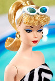 Barbie Signature Mattel 75th Anniversary Doll, Original 1959 Doll Reproduction in Black and White Swimsuit, with Wrist Tag, Gift for Collectors