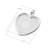 AKOAK 24 Pieces 25mm 1 Inch Diameter Shimmering Silver Heart Shape Pendant Trays Pendant Blanks