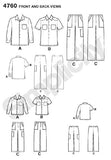 Simplicity 4760 Shirt and Pants Sewing Pattern for Men and Boys A (S-M-L/S-M-L-XL)