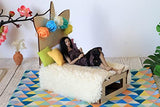 Miniature unicorn bed kit DIY dollhouse furniture 1:12 scale wooden parts set
