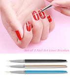 3PCS Nail Art Liner Brushes, UV Gel Painting Acrylic Nail Design Nylon Brush, Nail Painting Drawing Pens (7/9/11mm)