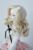 JD343 7-8inch 18-20CM synthetic mohair hand push retro Lady Doll wigs 1/4 MSD porcelain BJD doll hair (Blond)