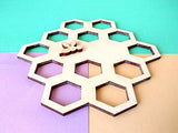 Wooden Honeycomb With Bee 5 inch Yarn Holder Handmade Embroidery Floss Organizer