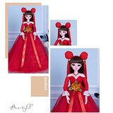 Xin Yan 1/3 Sd Bjd Dolls New Year Red Wedding Doll Ball Jointed Doll DIY Toys Bring Full Clothes, Shoes, Makeup, Face and Wig，Best Birthday for Girls- 23.8 Inch