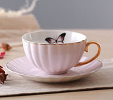 Jusalpha Elegant Tea Cup and Saucer Set-Coffee Cup Set with Saucer and Spoon FD-TCS03-4COLOR